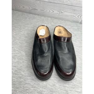 Ariat ATS Apron-Toe Mules Womens Size 8.5 Black & Brown Leather Slides Clogs